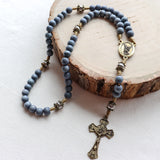 St. Michael Gray Wood and Stainless Steel Rosary