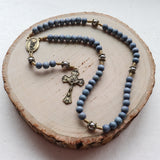 St. Michael Gray Wood and Stainless Steel Rosary