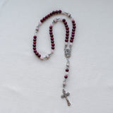 St. Thérèse of Lisieux Cherry Wood and Rose Quartz Rosary