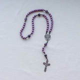 Miraculous Medal Purple Amethyst Rosary