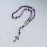 Miraculous Medal Purple Amethyst Rosary