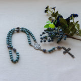 Miraculous Medal Sodalite and Blue Wood Rosary