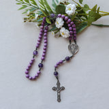 Miraculous Medal Purple Amethyst Rosary