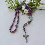 Miraculous Medal Purple Amethyst Rosary