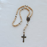 Our Lady of Fatima Cream Wood and Pearl Rosary