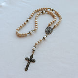 Our Lady of Fatima Cream Wood and Pearl Rosary