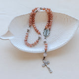 Peach Sunstone Our Lady of Guadalupe Stone Rosary