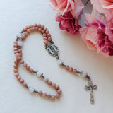 Peach Sunstone Our Lady of Guadalupe Stone Rosary