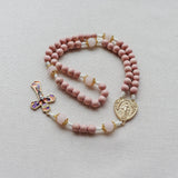 Miraculous Medal Pink and Gold Enameled Rosary