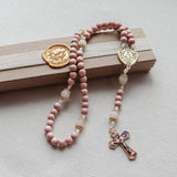 Miraculous Medal Pink and Gold Enameled Rosary