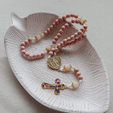 Miraculous Medal Pink and Gold Enameled Rosary