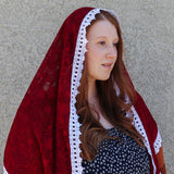 Pentecost Red and White Lace Shawl Wrap Veil