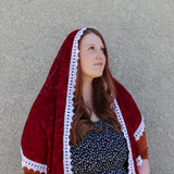 Pentecost Red and White Lace Shawl Wrap Veil