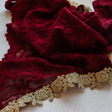 Red and Gold Lace Triangle Chapel Veil