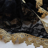 Black and Gold Lace Shawl Wrap Veil