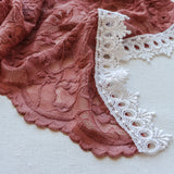 Mauve Pink and White Lace Triangle Chapel Veil