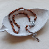 Holy Land Olive Wood Our Lady of Guadalupe Rosary with Sunstone Beads