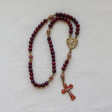 Miraculous Medal Gold and Cherry Wood Rosary