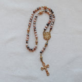 Madonna and Child Pink Jasper Stone Rosary