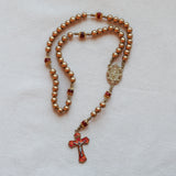 Miraculous Medal Gold and Red Agate Rosary