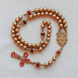 Miraculous Medal Gold and Red Agate Rosary