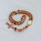 Miraculous Medal Gold and Red Agate Rosary