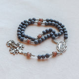 Our Lady of Lourdes Gray Wood and Peach Sunstone Rosary