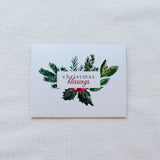 "Christmas Blessings" Pine Branches Christmas Card