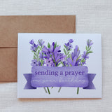 Purple Sending Prayers Birthday Card