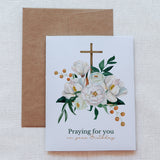 White Floral Cross Birthday Card