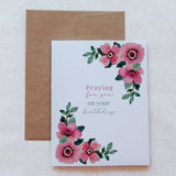 Pink Floral Birthday Card